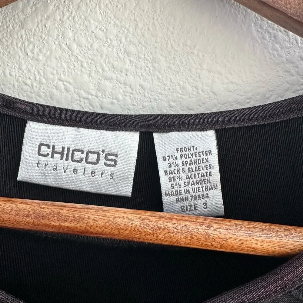Black Gold Ruffle Chico's Travelers Special Occasion Cardigan - Chico's Size 3